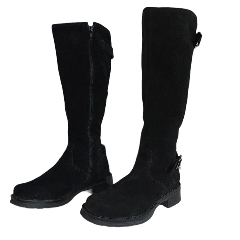 La Canadienne Black Suede Tall w/ 2 accent buckles - zip up. Size 6 1/2 EUC - Picture 5 of 10